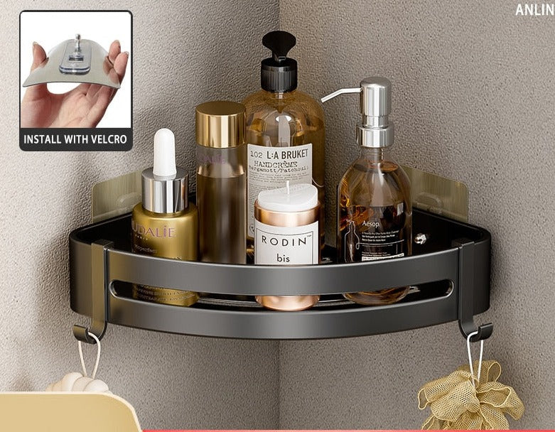 Etagère murale aluminium salle de bain à multiples supports