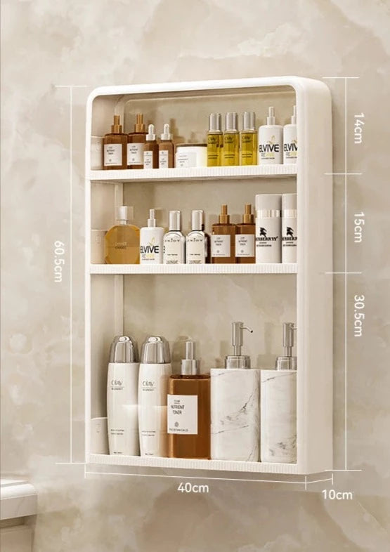 Étagère murale salle de bain sans percer multi-niveaux blanche