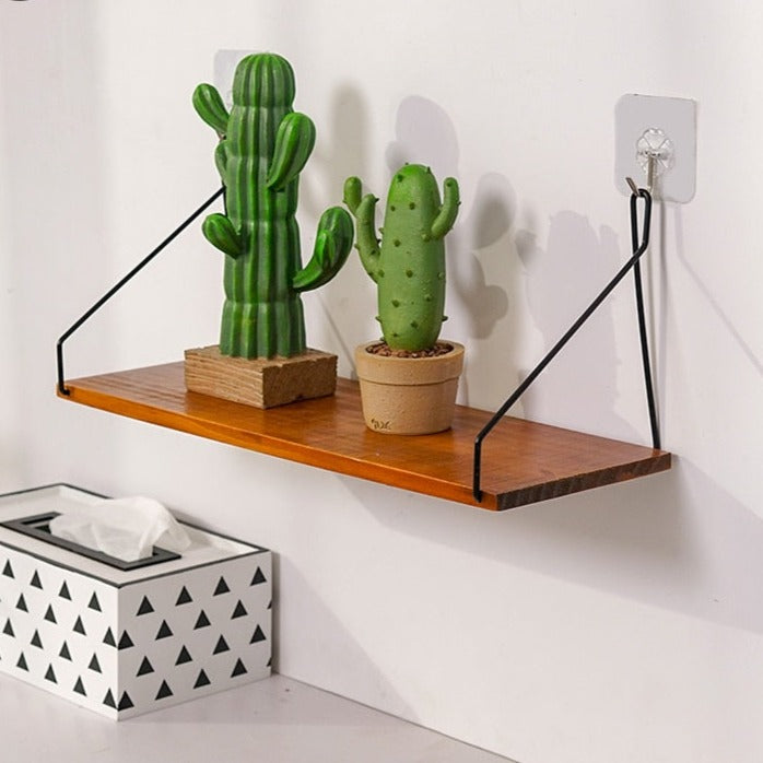 etagère murale suspendue fer noir et bois