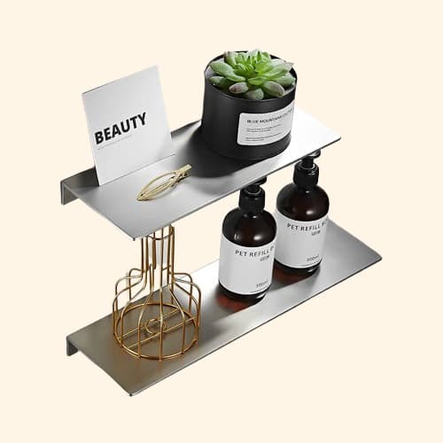 Etagère murale salle de bain en métal chromé minimaliste