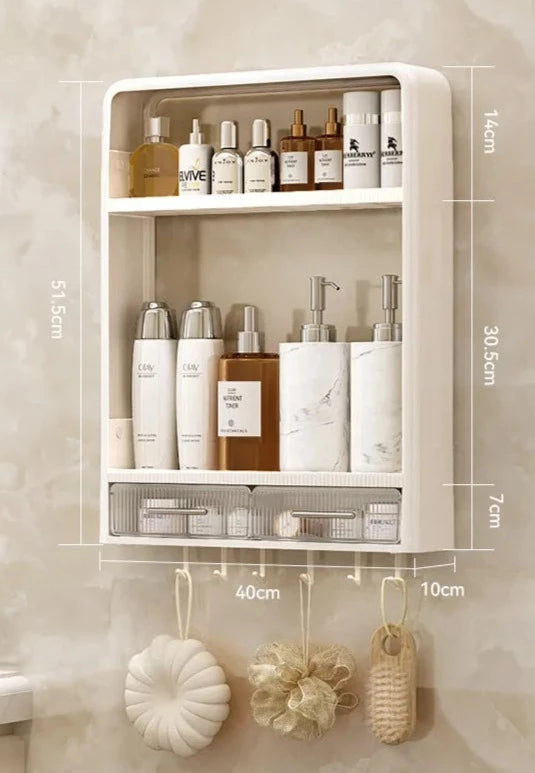 Étagère murale salle de bain sans percer multi-niveaux blanche