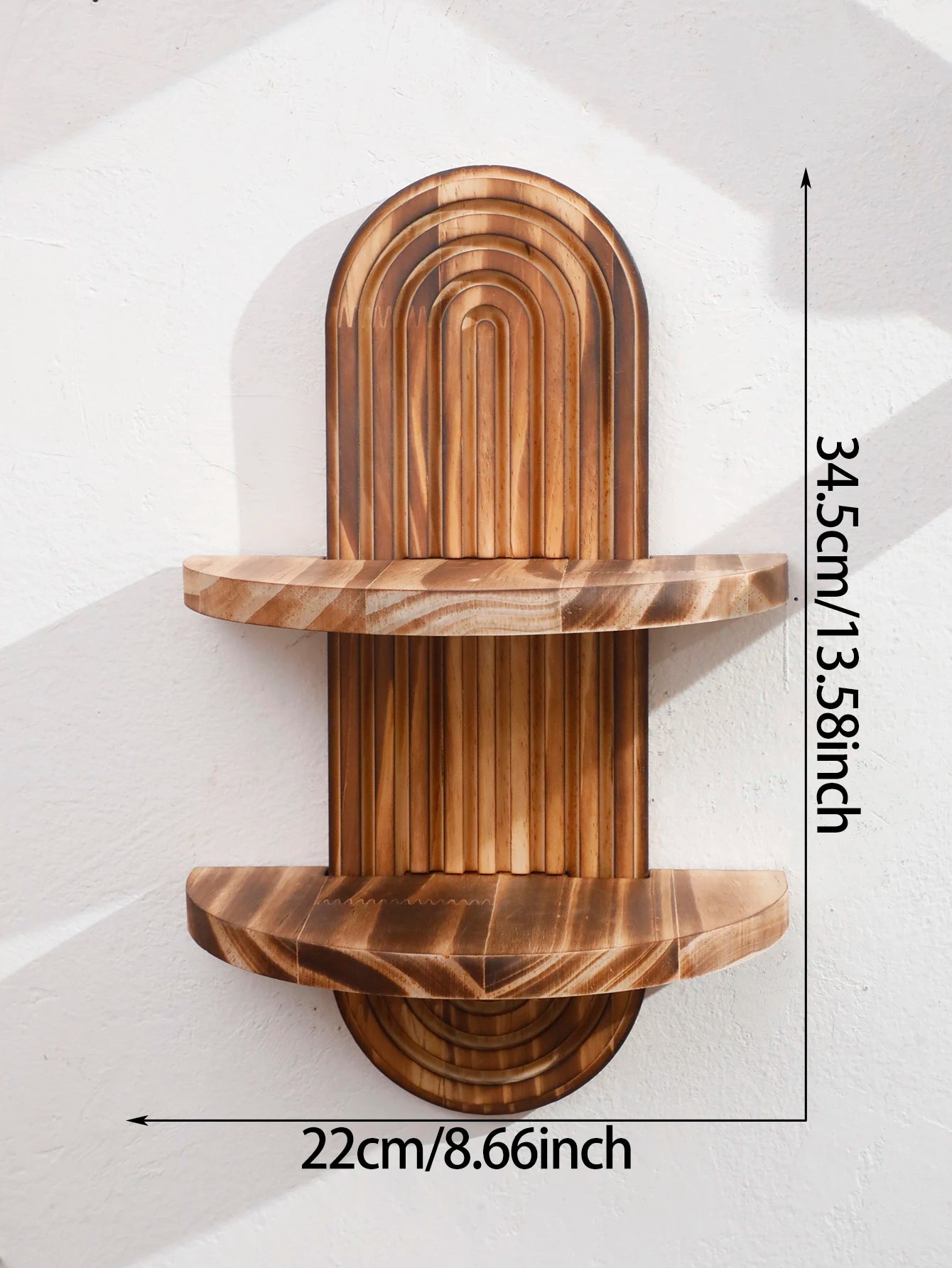 Etagère murale flottante bohème ovale en bois