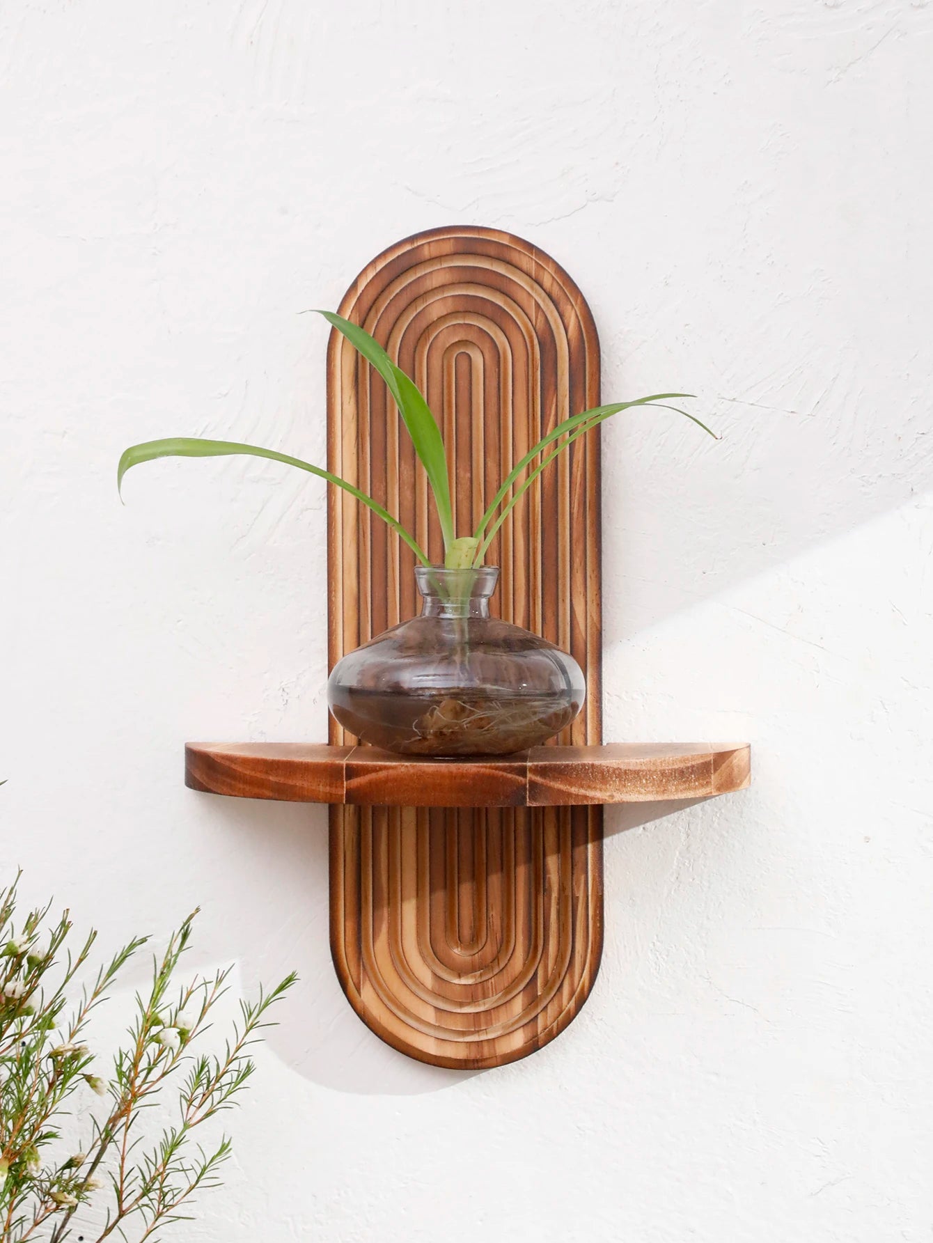 Etagère murale flottante bohème ovale en bois
