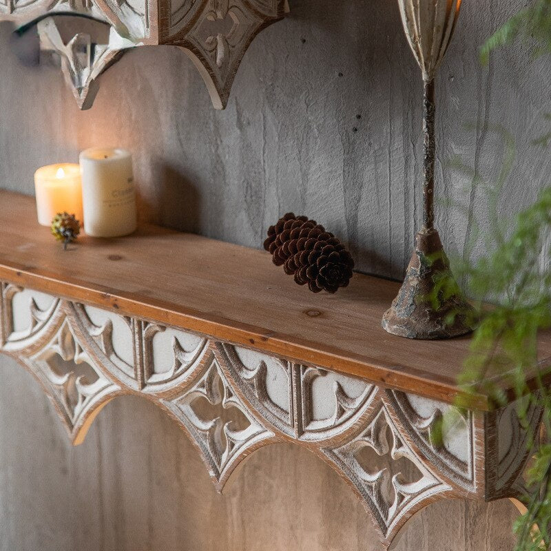 Etagère murale baroque en bois bicolore style chalet