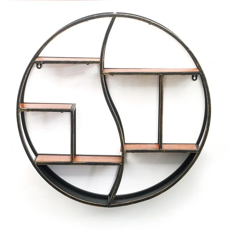 Etagère ronde Murale Décorative en Fer noir