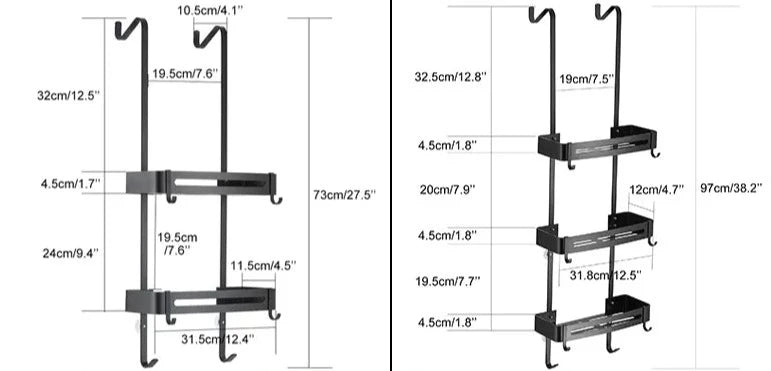 Etagère suspendue en métal pour salle de bain fixation crochets