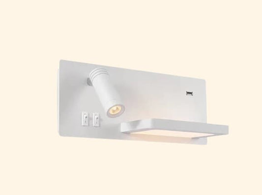 Etagere chevet murale avec spot led intégré