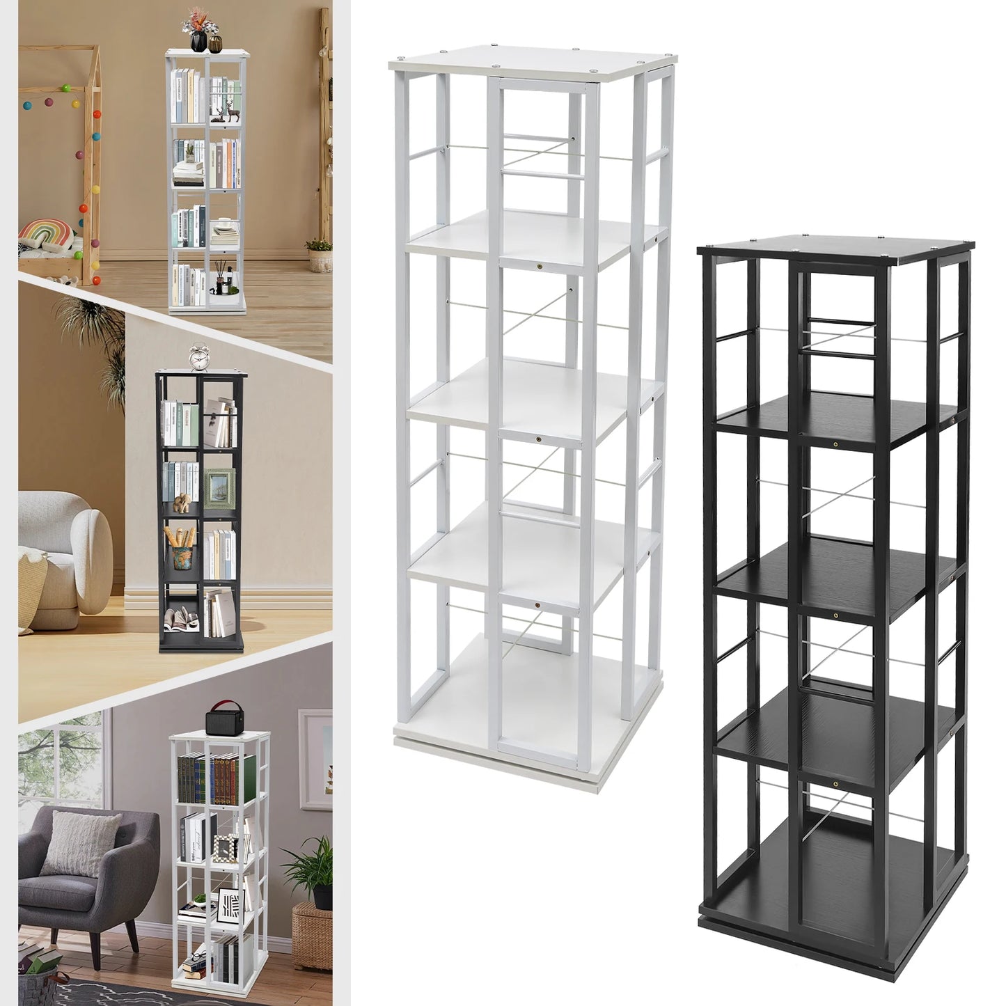 Etagère métallique vertical rotative 4 compartiments