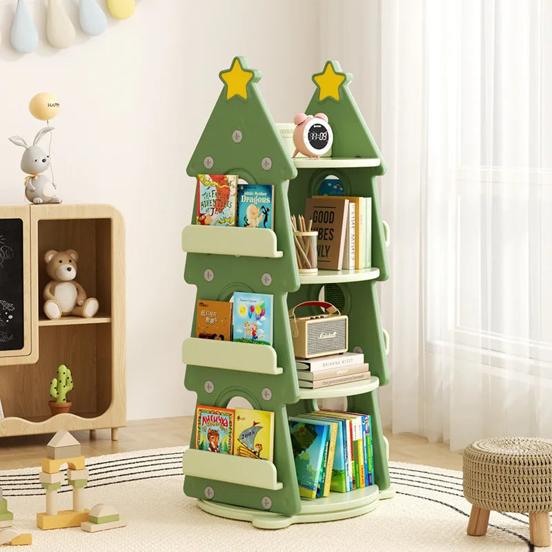 Bibliothèque rotative sapin en bois pour enfant