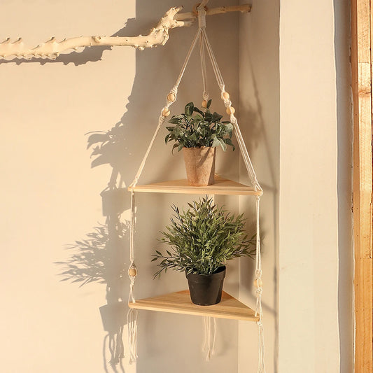 etagere pour plantes suspendue corde