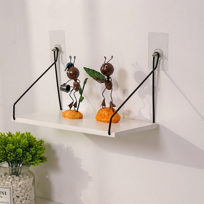 etagère murale suspendue fer noir et bois blanc