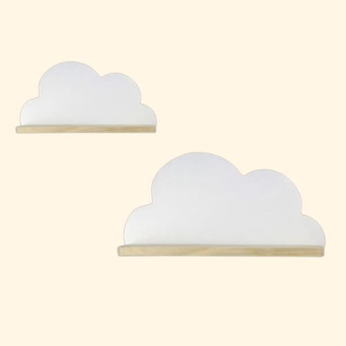 Etagère murale nuage bicolore blanc et bois