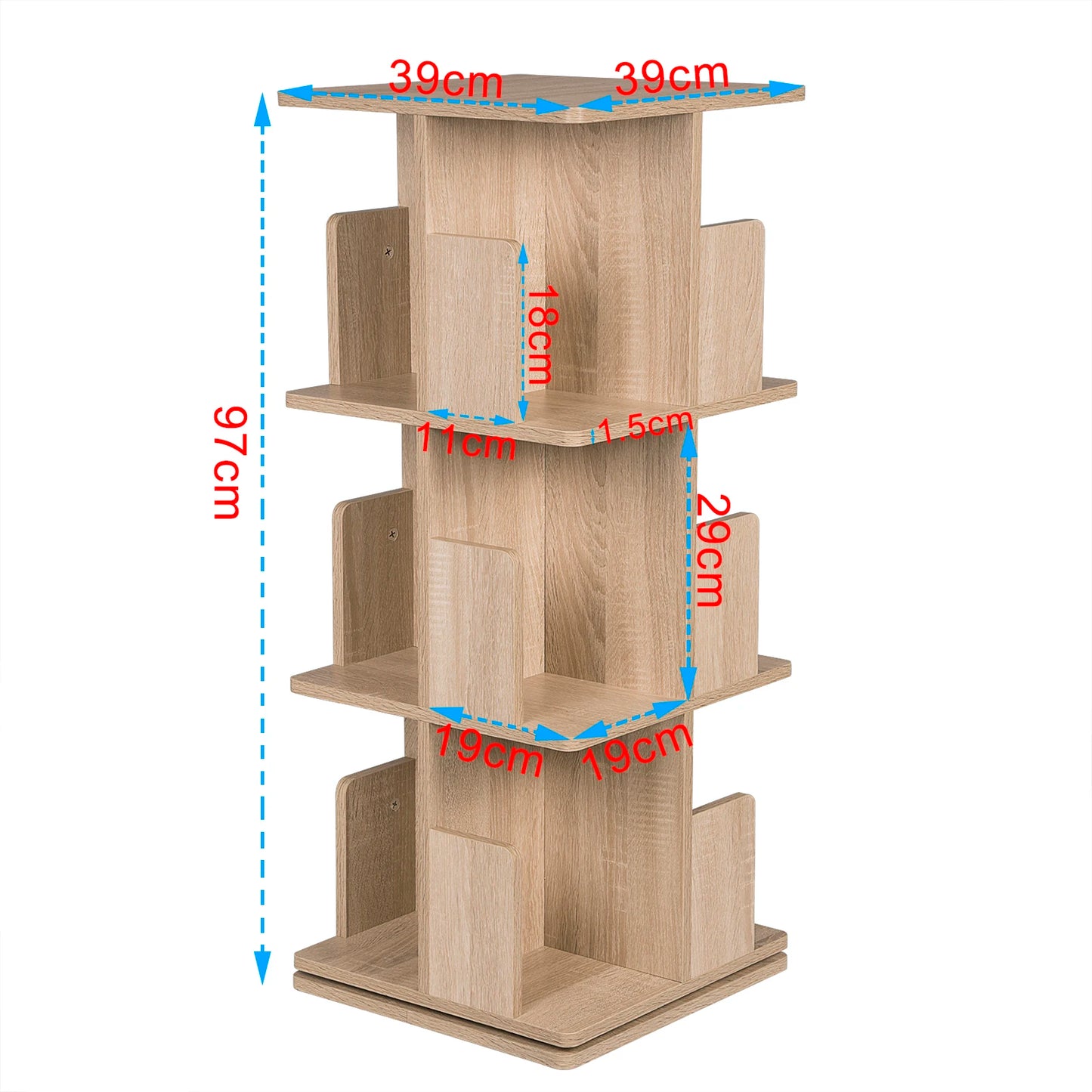 Bibliothèque rotative verticale design en bois 40x40cm