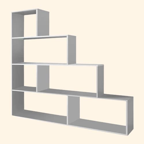 Etagère escalier blanche bois cases asymétriques