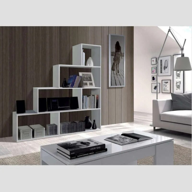 Etagère escalier blanche cases rectangulaires 4 niveaux