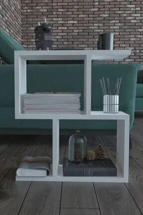 Etagère basse design bois blanc en S