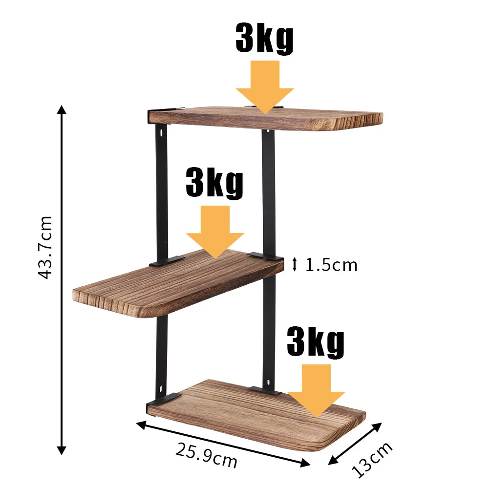 etagere murale bois et métal originale