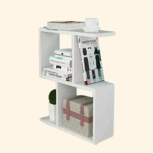 Etagère basse design bois blanc en S