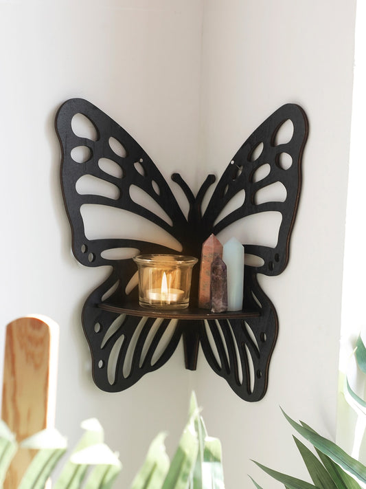Etagère murale d'angle déco Papillon
