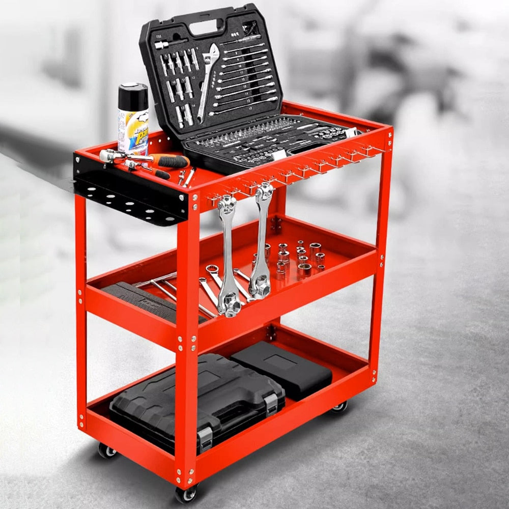 Etagère garage à roulettes en métal 3 niveaux