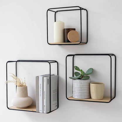 Lot d'étagère murale carré noir scandinave
