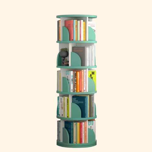 Bibliothèque rotative enfant bois verticale forme cylindrique