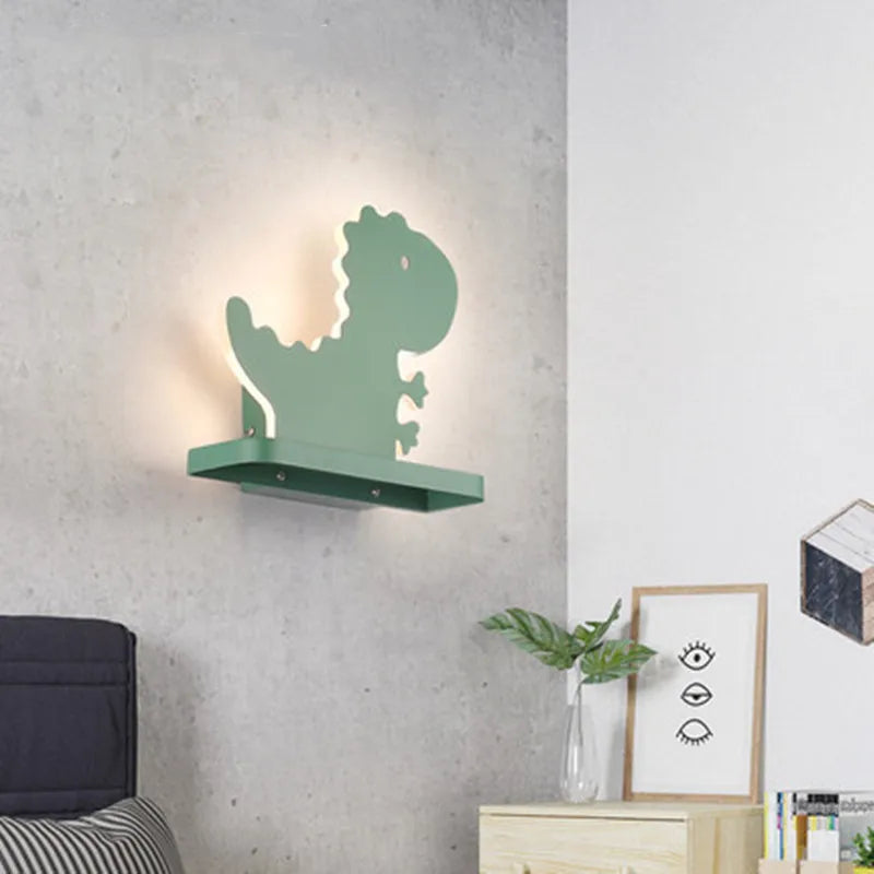 Etagère murale led chambre enfant forme dinosaure