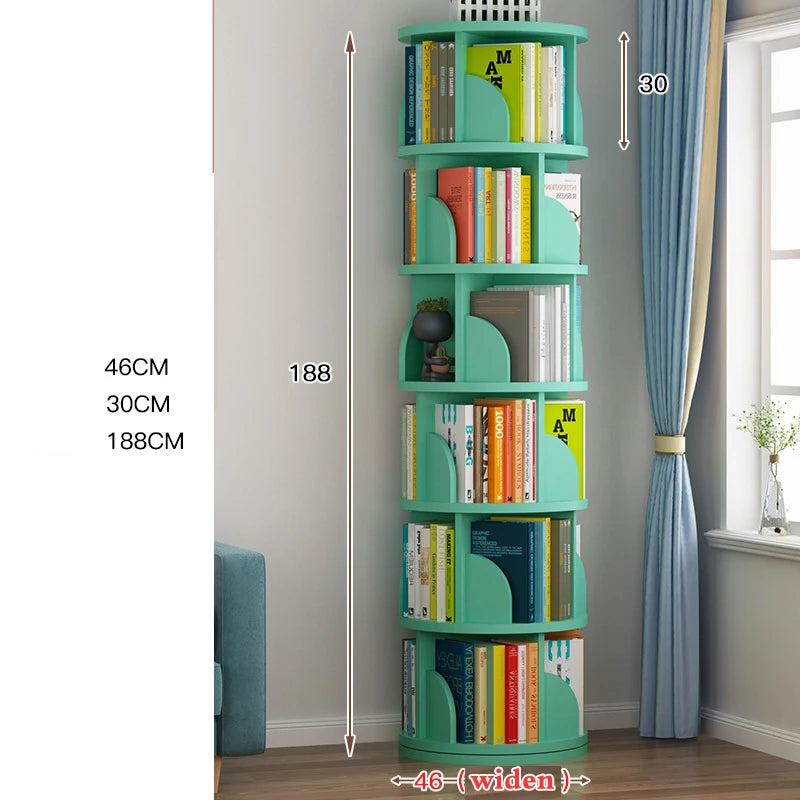 Bibliothèque rotative enfant bois verticale forme cylindrique