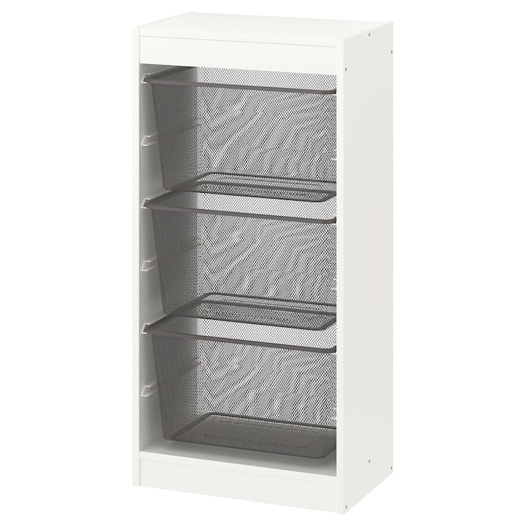Meuble de rangement vertical blanc avec bas gris amovible