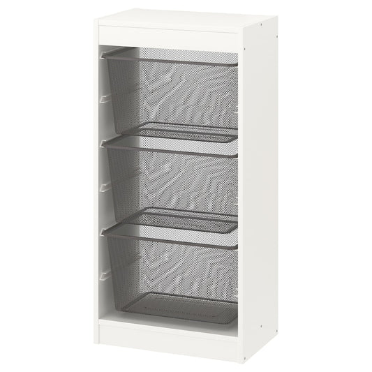 Meuble de rangement vertical blanc avec bas gris amovible
