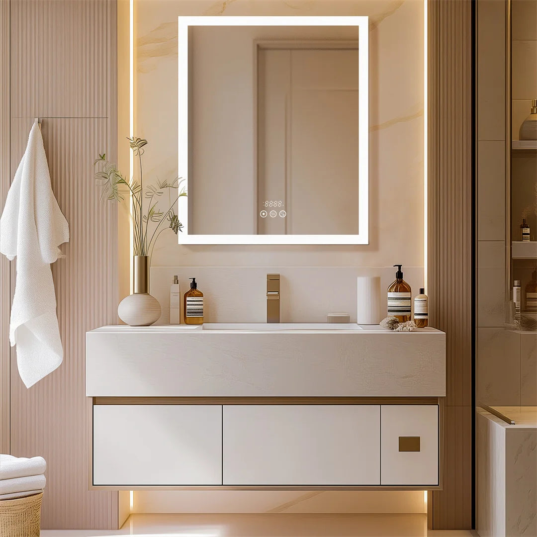 Meuble miroir cadre  lumineux pour salle de bain 3 niveaux 