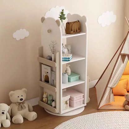 Bibliothèque rotative enfant ourson bois blanc