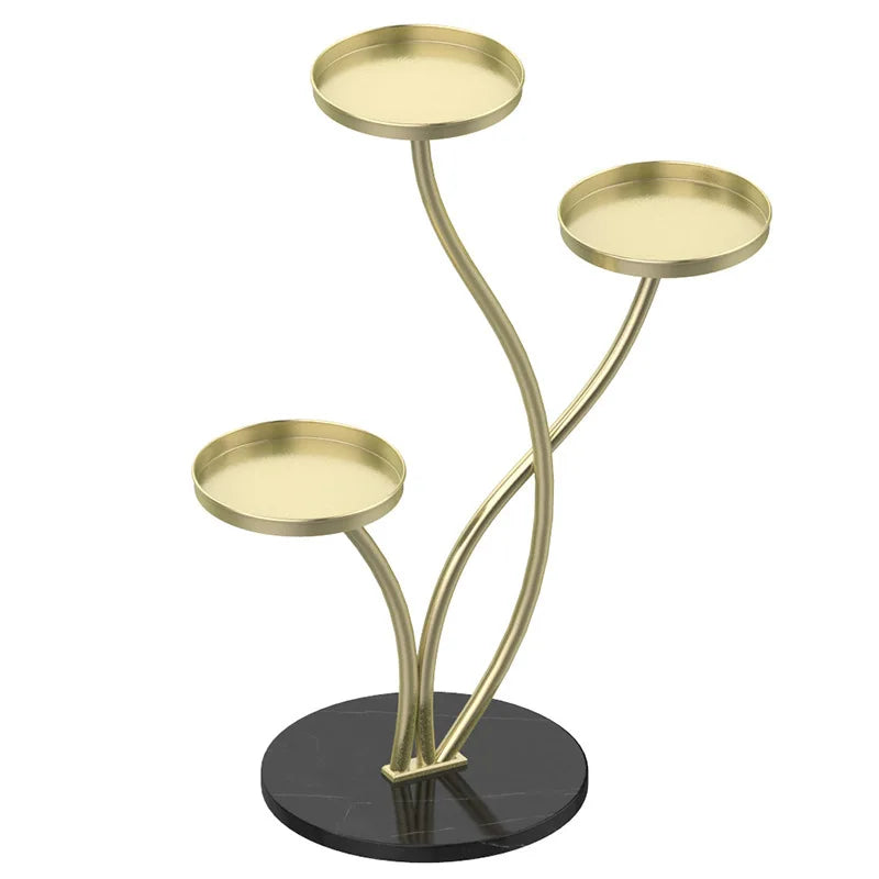 Etagere pour plantes  intérieur design sur pied central avec triple plateaux