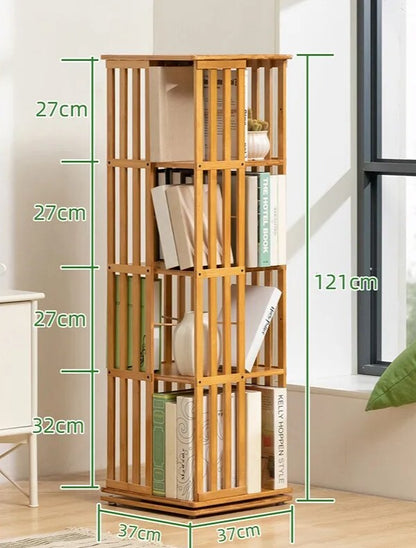 Bibliothèque colonne bois rotative