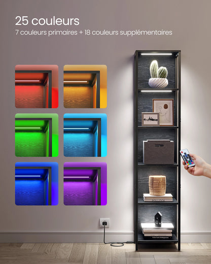 Etagère lumineuse salon en métal 6 niveaux - 30 x 40 x 179 cm