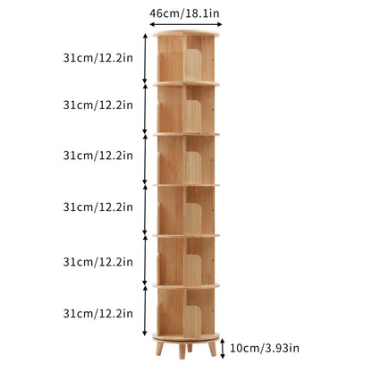 Bibliothèque rotative en bois sur pieds