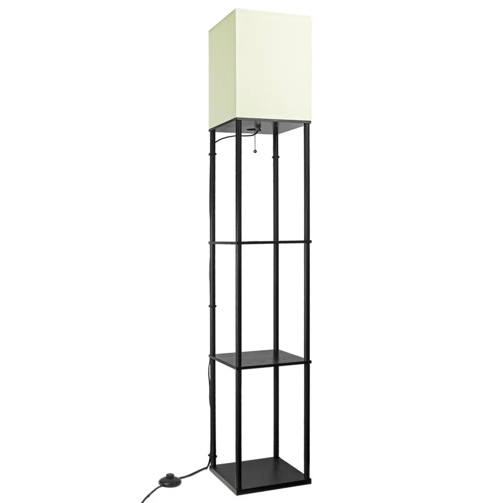 Lampadaire industriel avec étagères et abat-jour carré