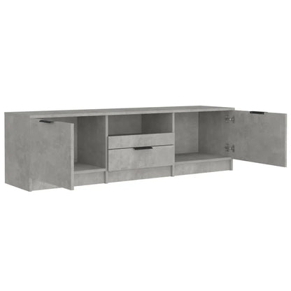 Meuble tv bois gris effet béton 140cm 3 portes