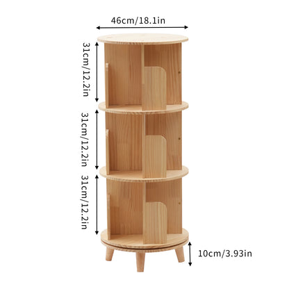 Bibliothèque rotative en bois sur pieds