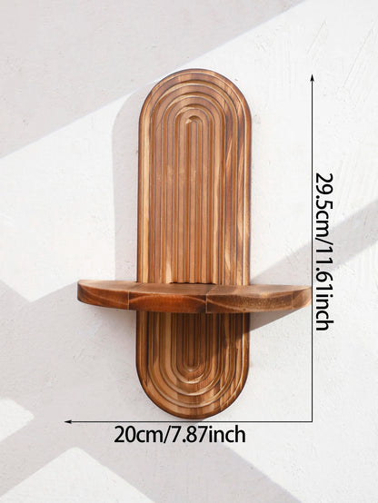 Etagère murale flottante bohème ovale en bois