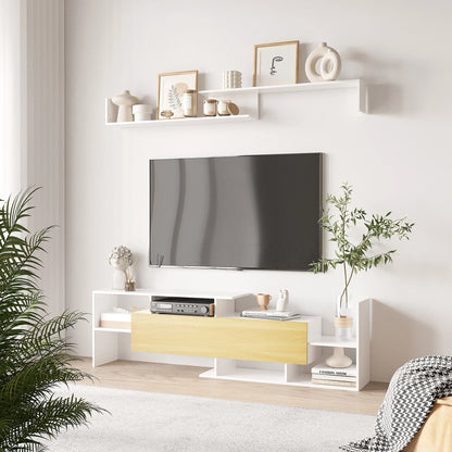 Meuble tv bois et blanc design destructuré