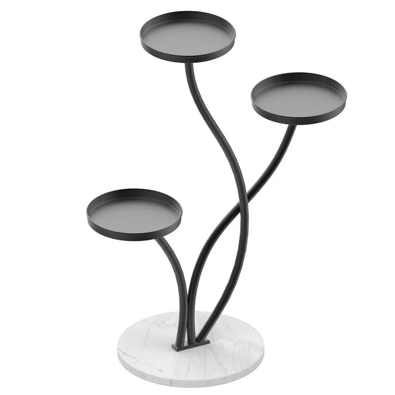 Etagere pour plantes  intérieur design sur pied central avec triple plateaux