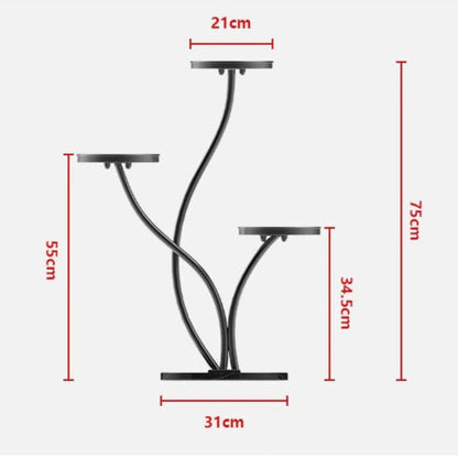 Etagere pour plantes  intérieur design sur pied central avec triple plateaux