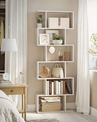 meuble bibliothèque haute blanche pour chambre à compartiments décalés