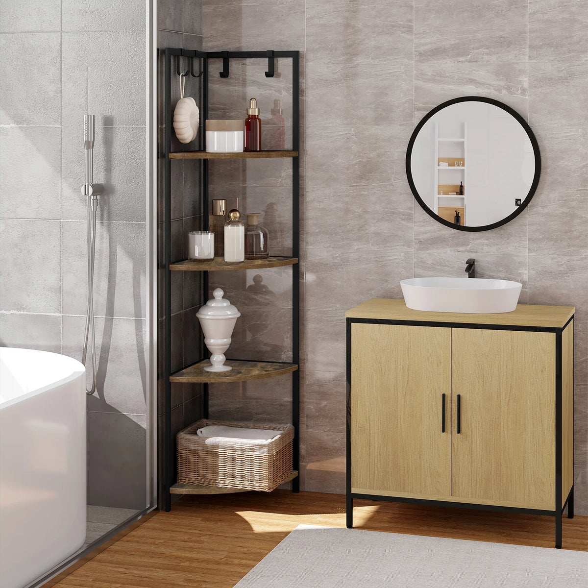 Konhard CS003 Étagère D'Angle Murale Inoxydable Salle De Bain - Acier SUS304