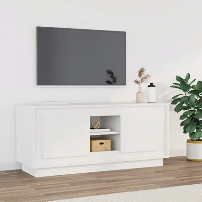 Meuble tv moderne bois blanc 100 cm largeur