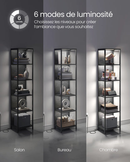 Etagère lumineuse salon en métal 6 niveaux - 30 x 40 x 179 cm