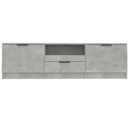 Meuble tv bois gris effet béton 140cm 3 portes