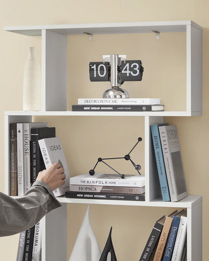 Meuble bibliothèque design en bois à compartiments alternés