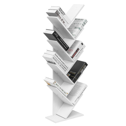 Etagère bibliothèque verticale blanche en quiconce arbre à livres